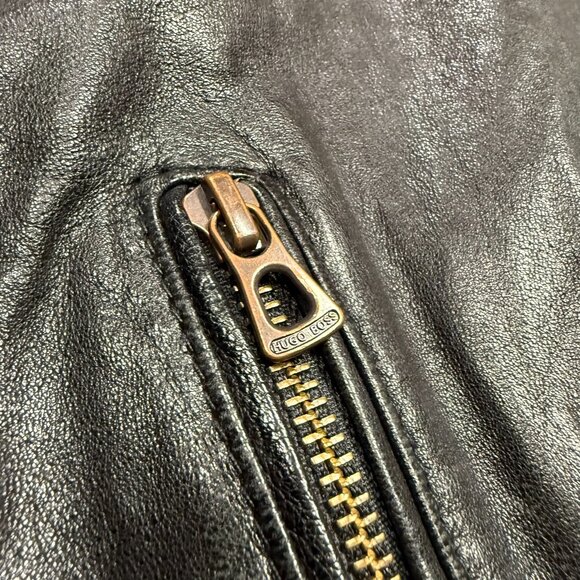 Hugo Boss Lamb Leather Jacket Motorcycle GR-Joetze Black Small - Picture 5 of 16